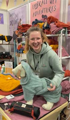 Josephine from Billow K9 dog wet adventures items of clothing and towels and mats